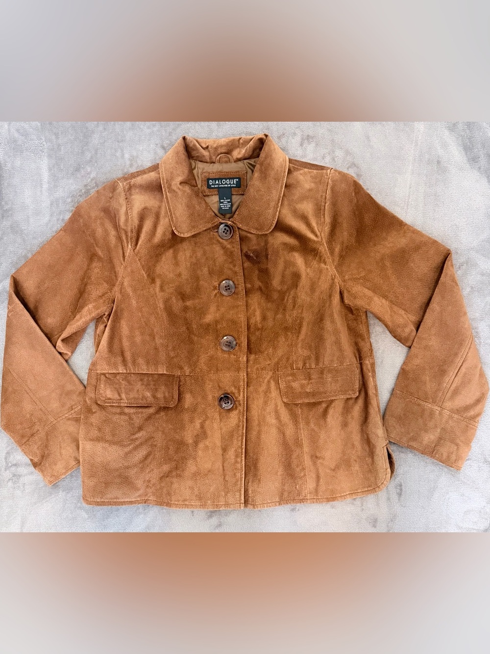 Dialogue - Brown Women's Leather Jacket - Large - 4 Button Front
